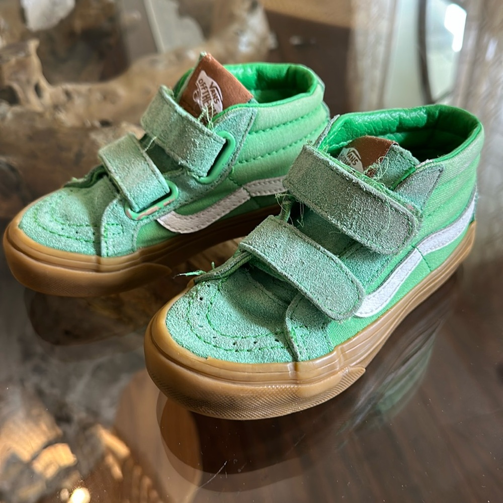 Boys Green Sk8 Vans size 10.5